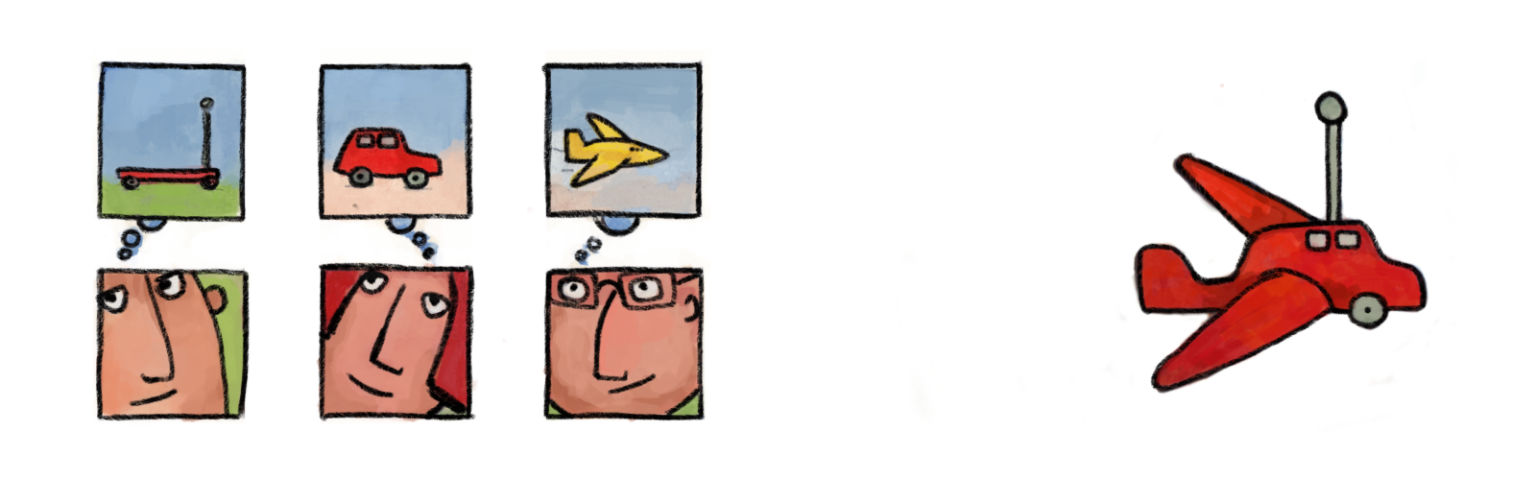 Visual pun. Different people have different expectations for a project. Failure of design by committee.